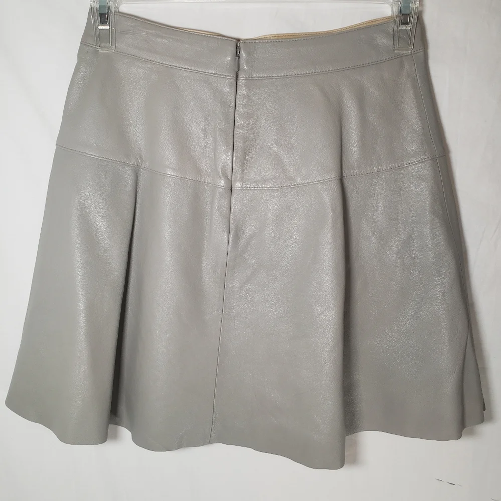 Banana Republic Beige 100% Leather  Skirt Sz 0 - Picture 3 of 8